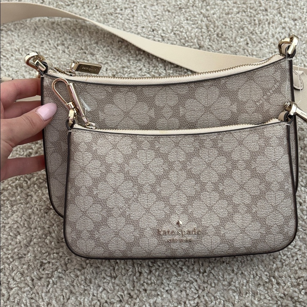 Kate Spade Beige Spade Flower Crossbody Bag